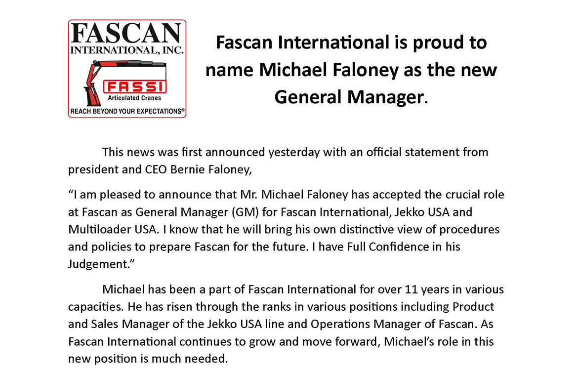 Michael Faloney named as new General Manager